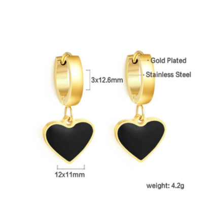 Black heart hoops - Gold