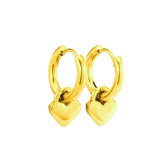 Chunky heart hoops - Gold