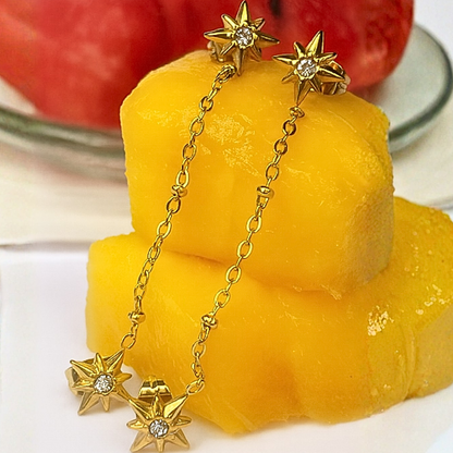 Chained North Star studs - Gold