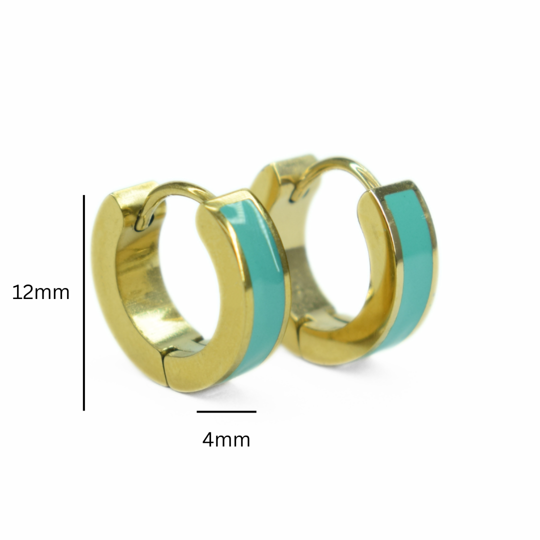 10mm Summer green hoops - Gold - TheEarringCollective