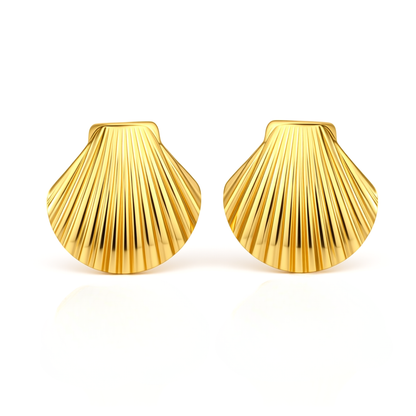 Oversized shell studs - Gold