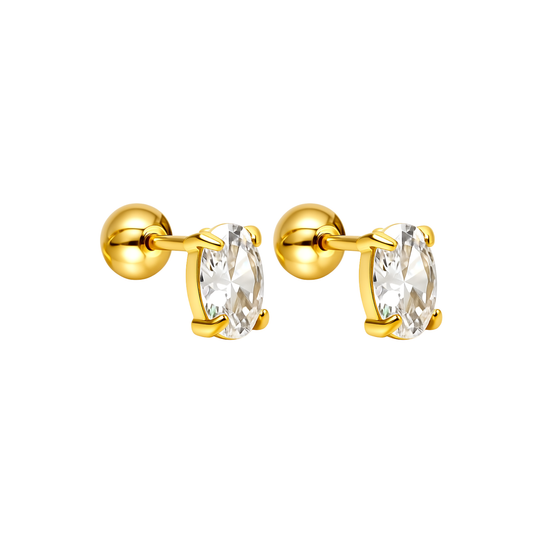 Emerald diamond style studs - Gold