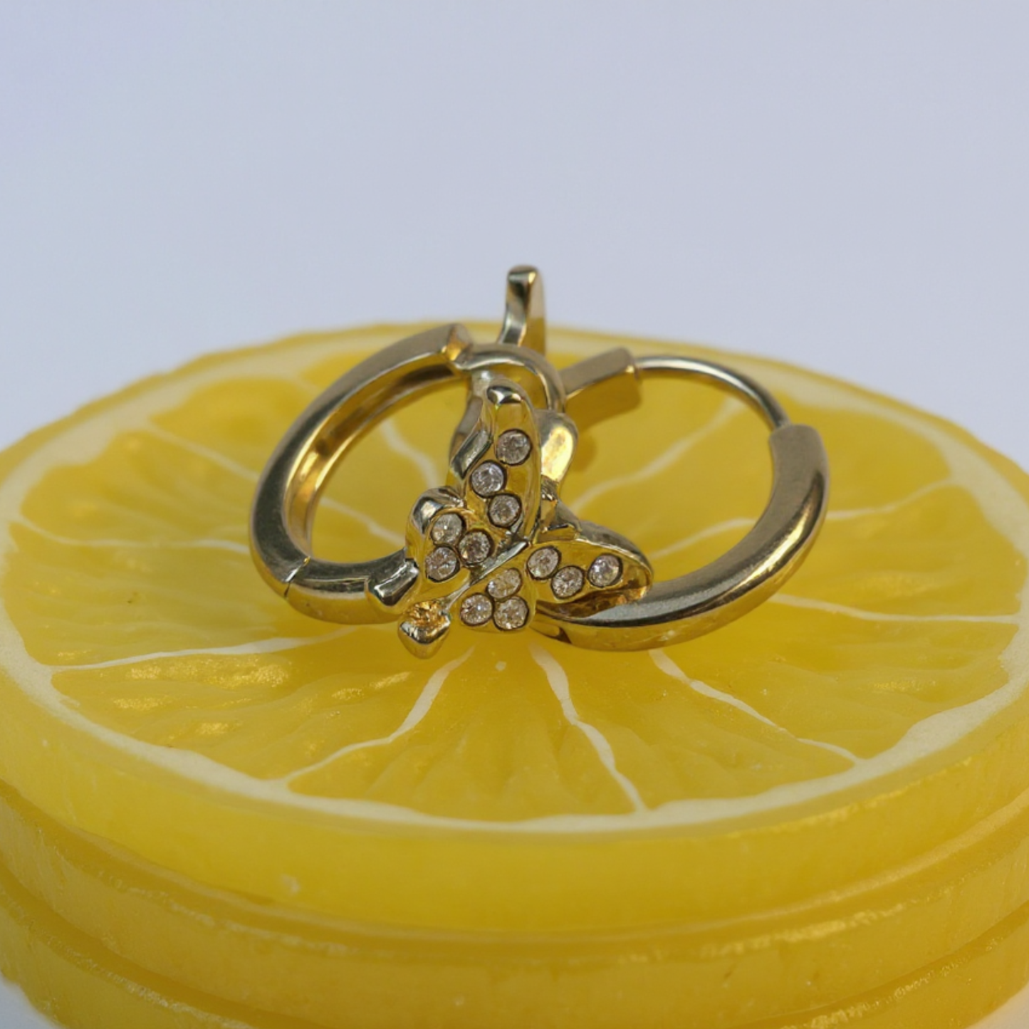 10mm sparkled butterfly hoops - Gold