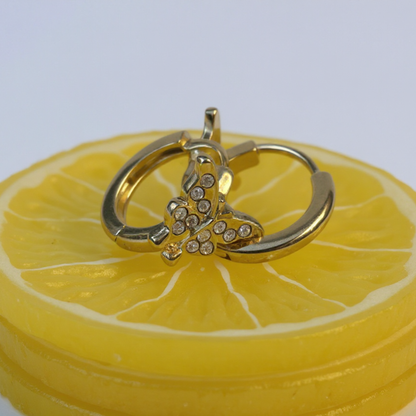 10mm sparkled butterfly hoops - Gold