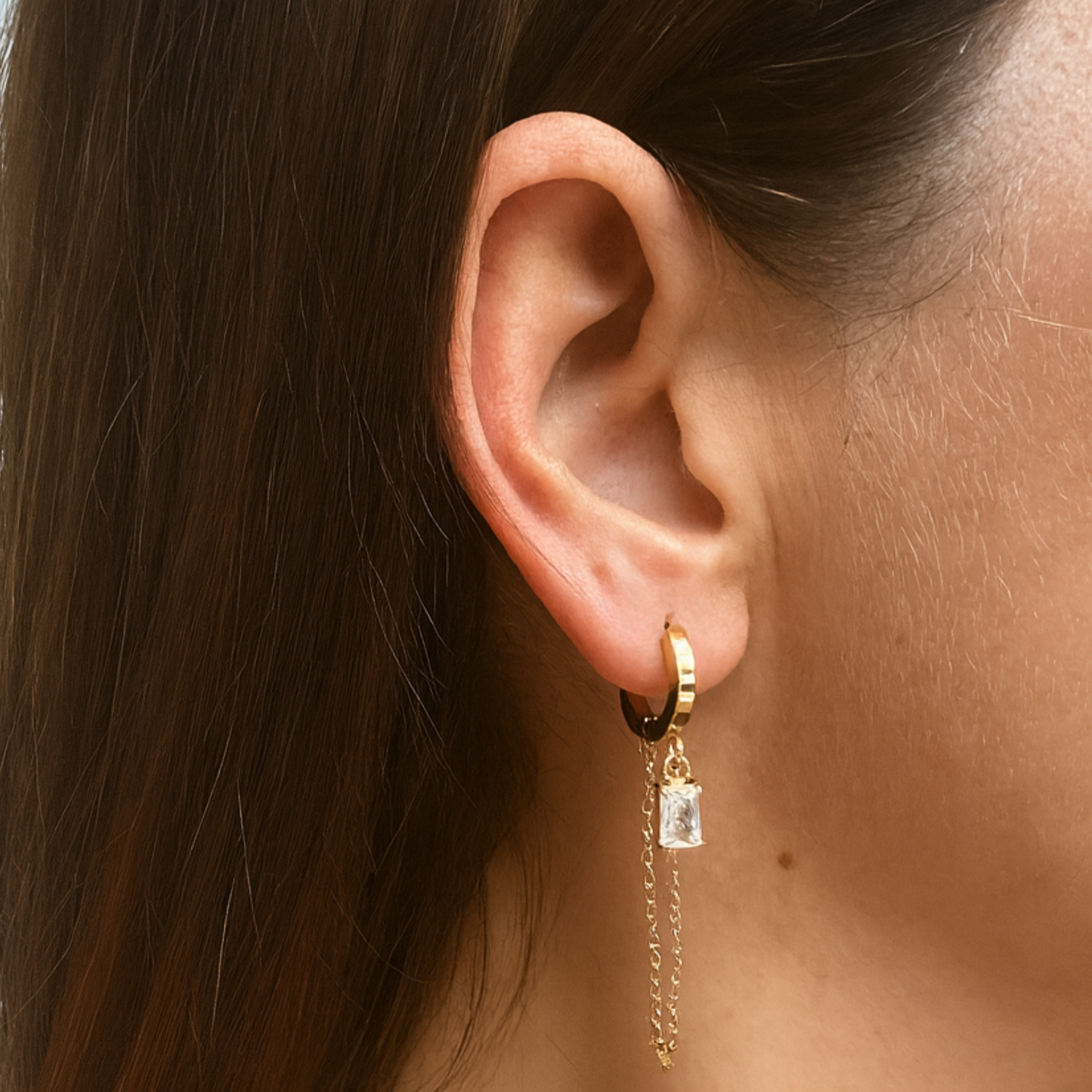 10mm sparkled chain hoops - Gold