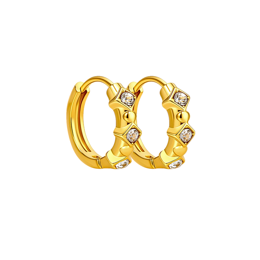 10mm triple diamond style hoops - Gold
