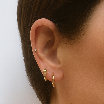 10mm skull hoops - Gold