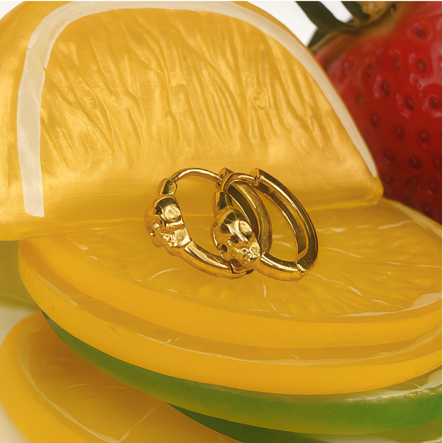 10mm skull hoops - Gold