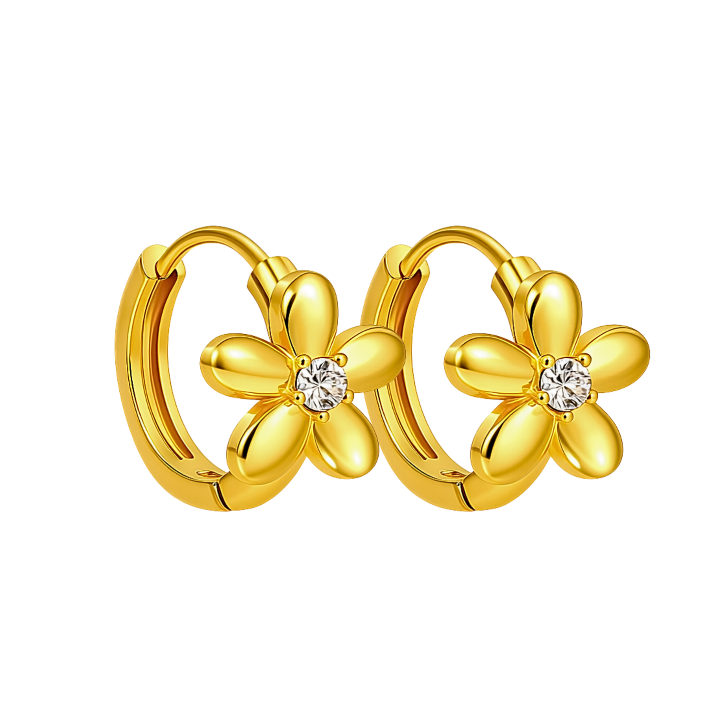 10mm flower hoops - Gold