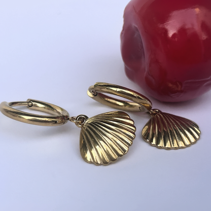 10mm Hanging shell hoops - Gold