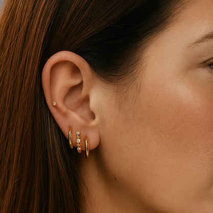 10mm triple diamond style hoops - Gold