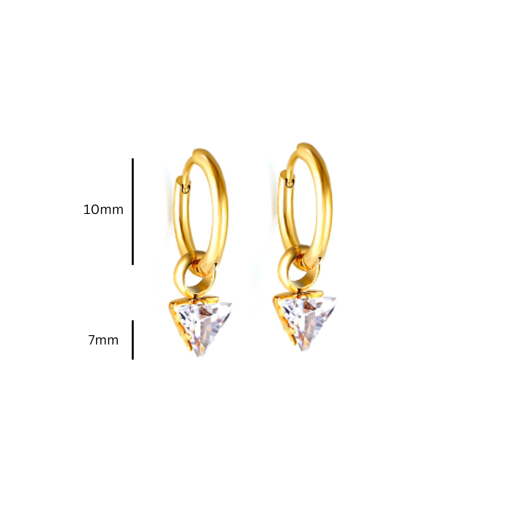 Triangle diamond charm hoops - Gold - TheEarringCollective