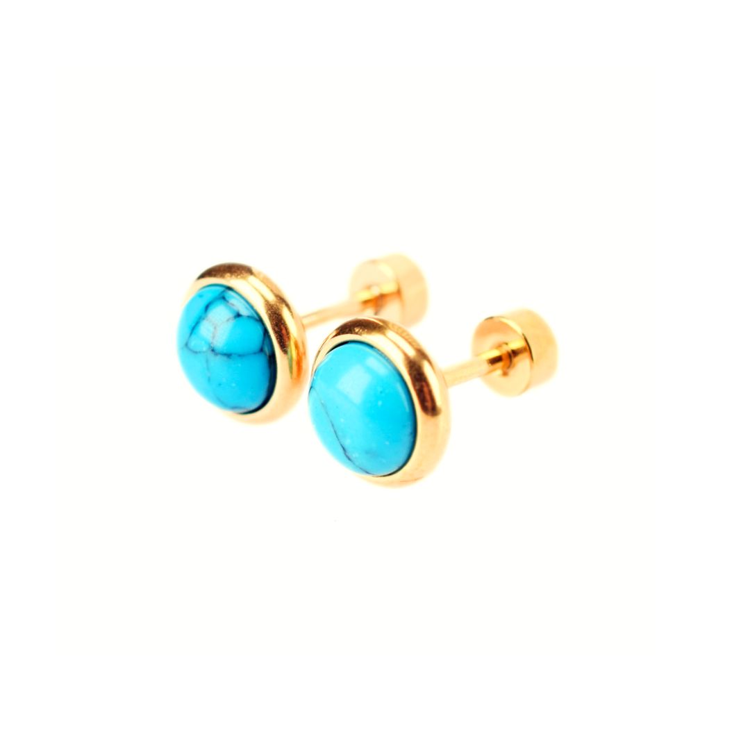 8mm Turquoise studs - Gold