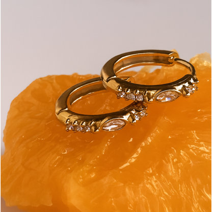 10mm spiked marquise diamond style hoops - Gold