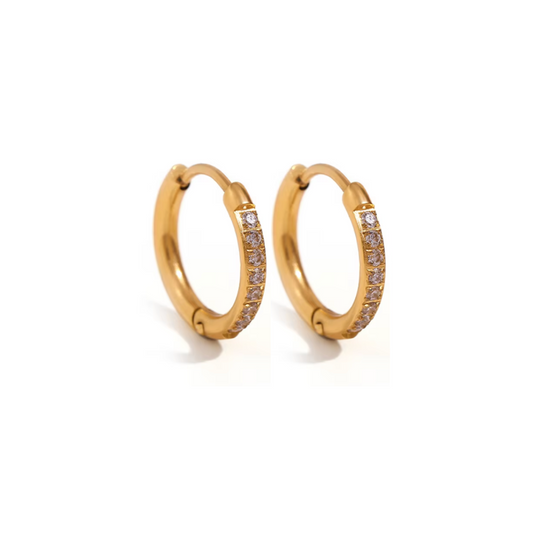 10mm Slim diamond style hoops - Gold