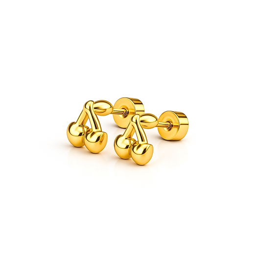 Baby cherry studs - Gold