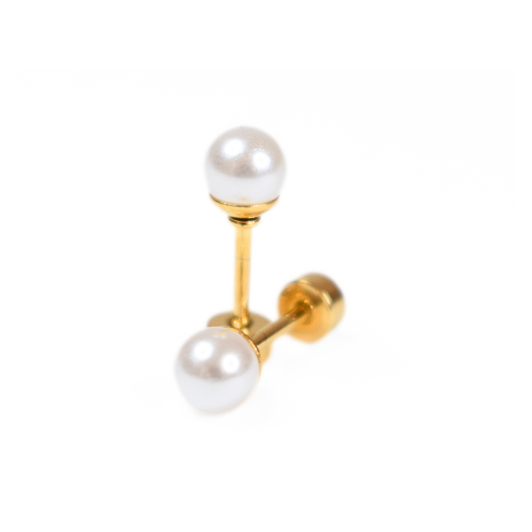 5mm Pearl studs - Gold - TheEarringCollective