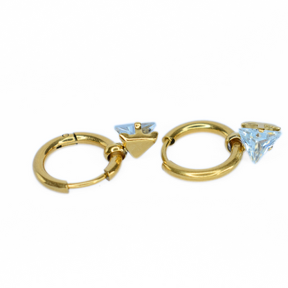 Triangle diamond charm hoops - Gold - TheEarringCollective