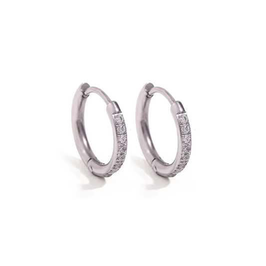 10mm slim diamond style hoops - Silver