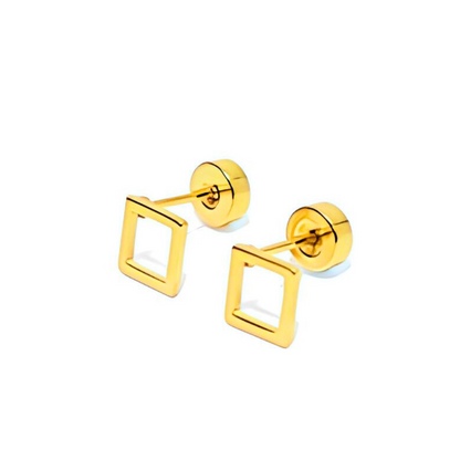 Hollow square studs - Gold