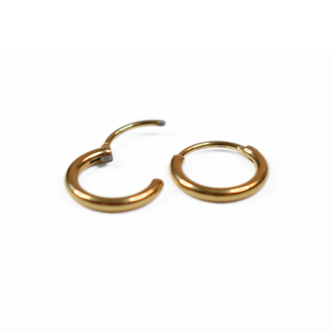 8mm Thin seamless  hoops - Gold - TheEarringCollective