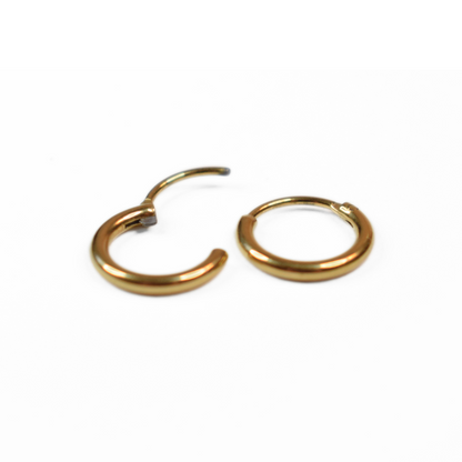 8mm Thin seamless  hoops - Gold - TheEarringCollective