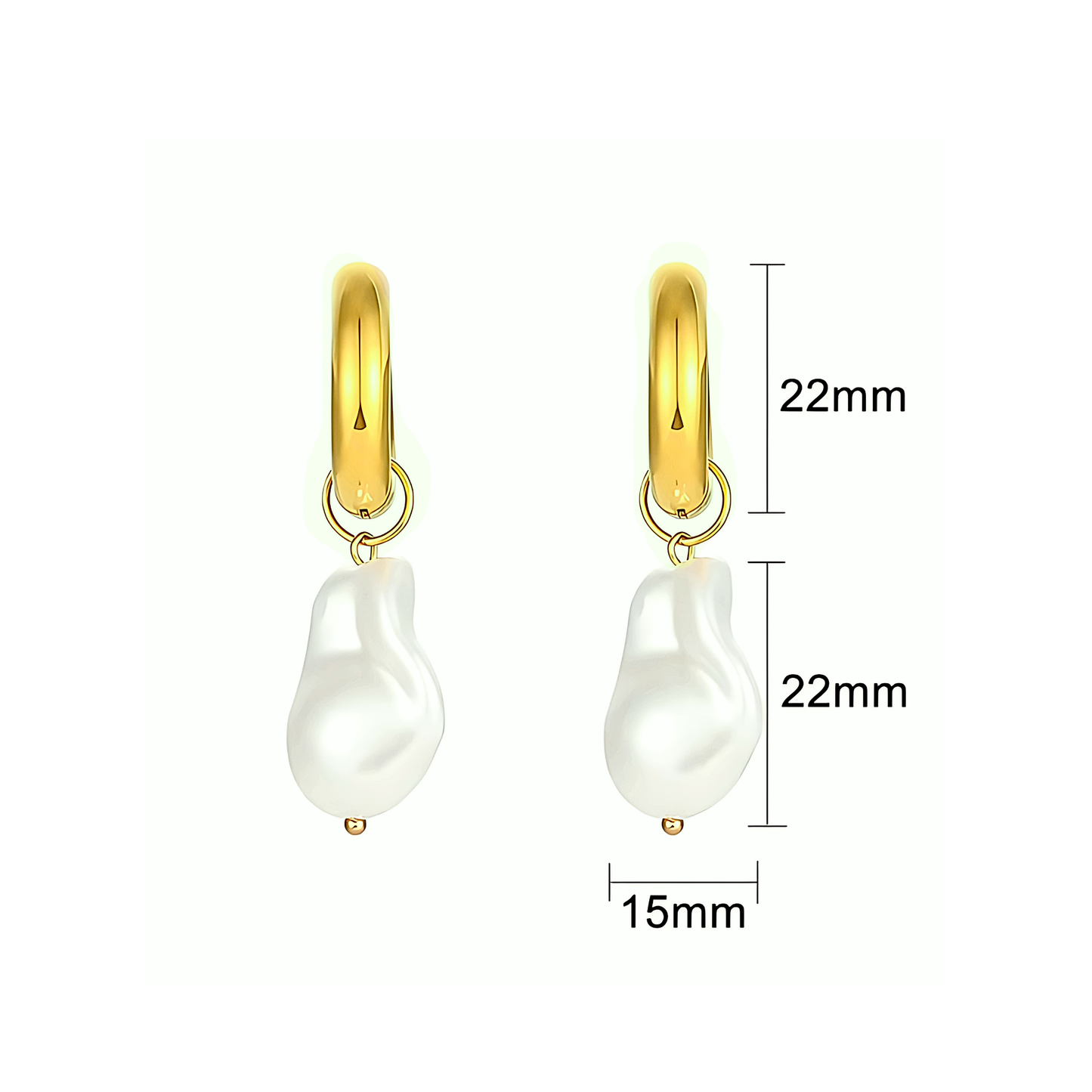 Baroque pearl style hoops - Gold