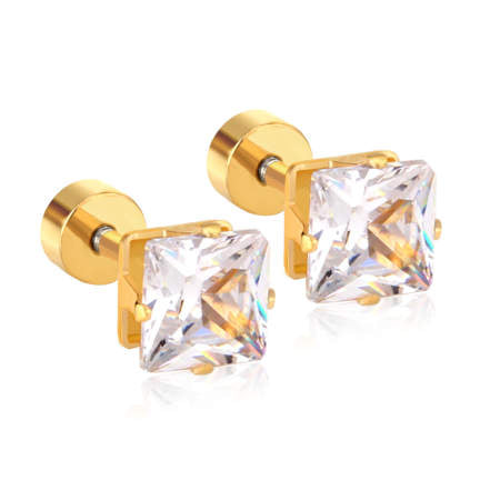 3mm Square diamond studs - Gold - TheEarringCollective