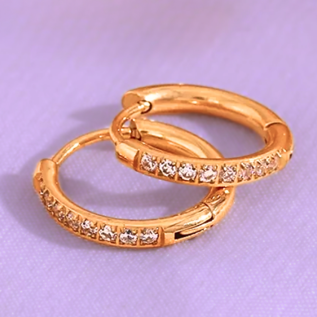 6mm Slim diamond style hoops - Gold