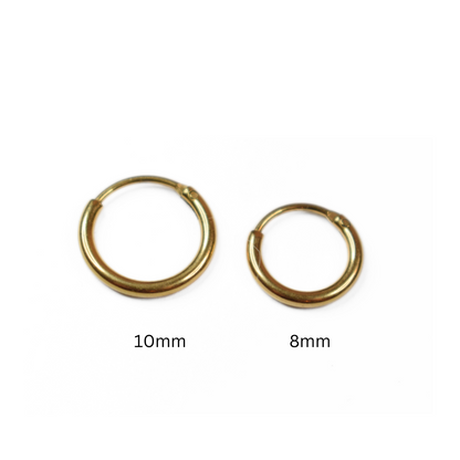 10mm Thin seamless hoops - Gold - TheEarringCollective