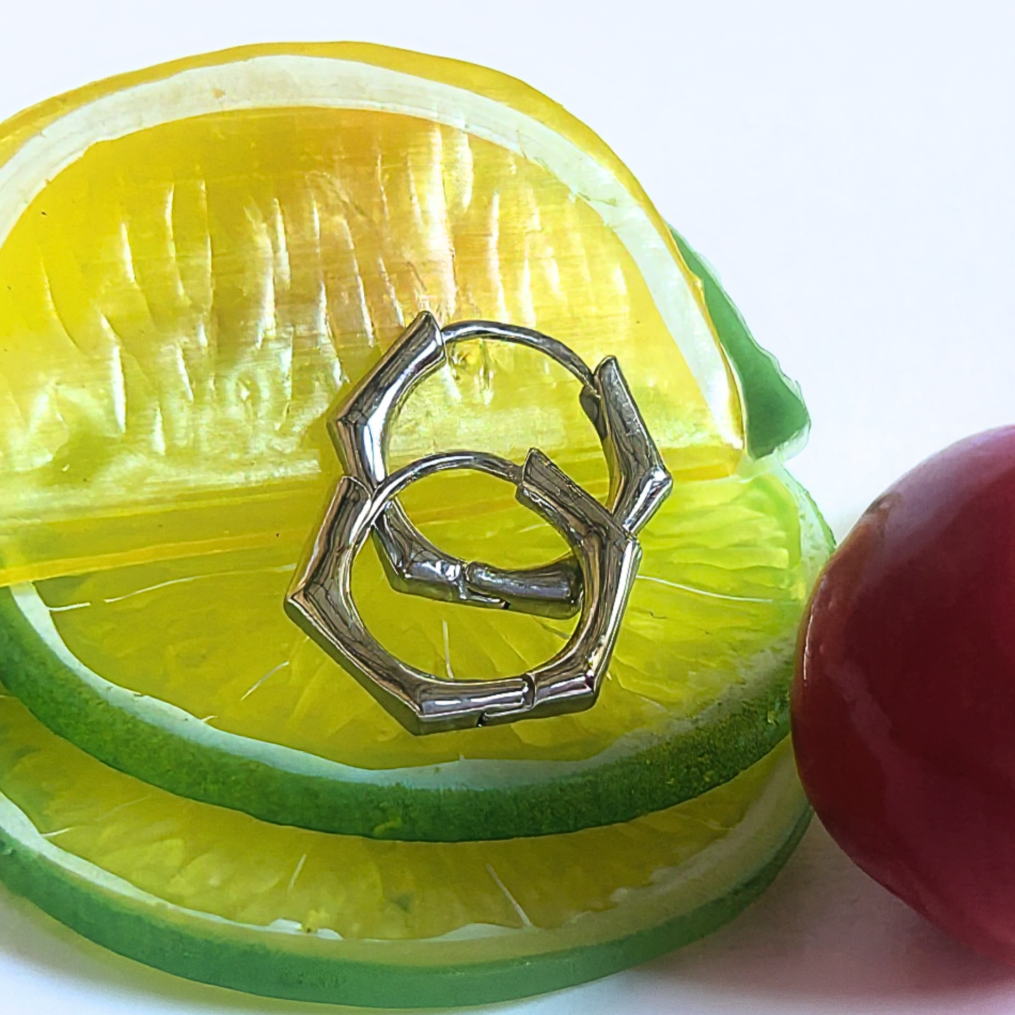 12mm bamboo hoops - Silver