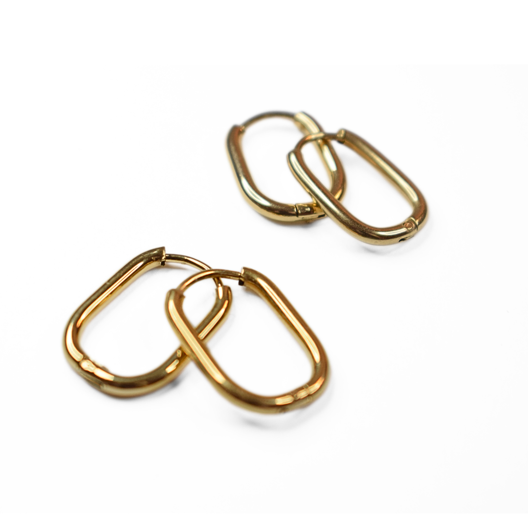 18mm Thin oval hoop - Gold - TheEarringCollective