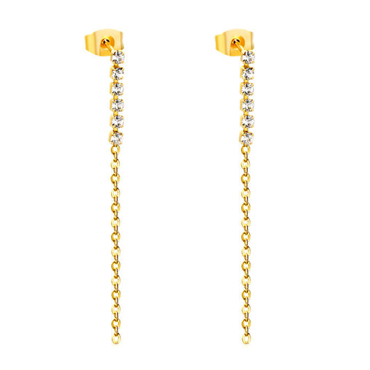 Diamante string studs - Gold