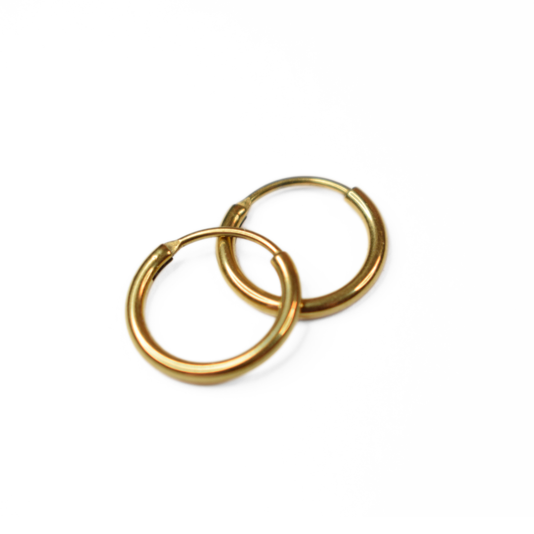 10mm Thin seamless hoops - Gold - TheEarringCollective