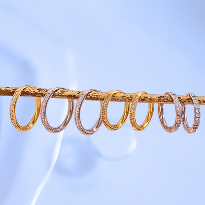 6mm Slim diamond style hoops - Gold