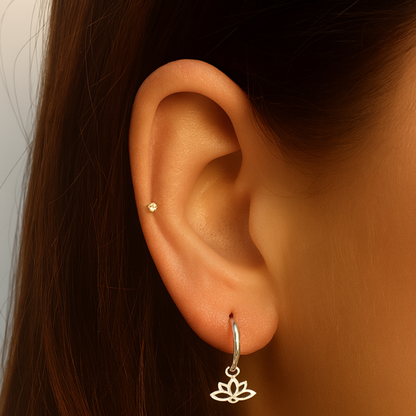 Lotus charm hoops - Silver