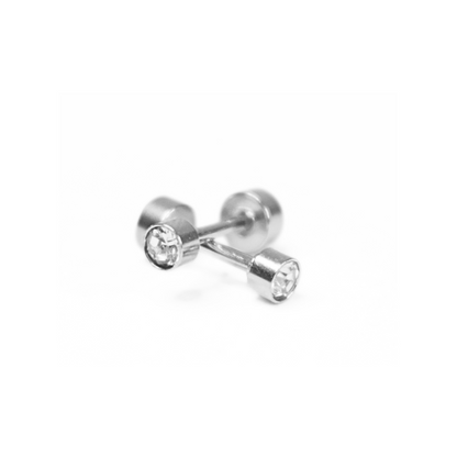 3mm framed diamond studs - Silver - TheEarringCollective