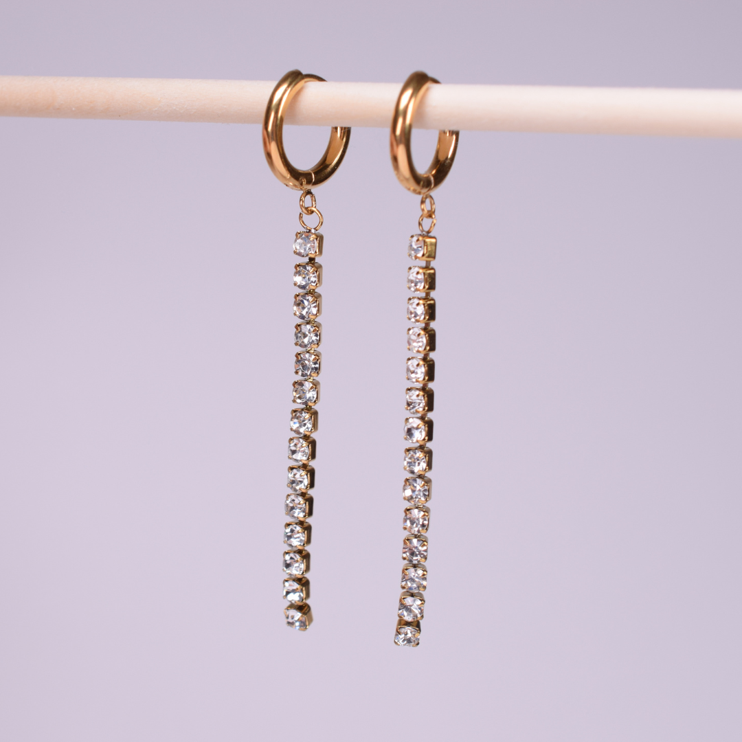 Diamante string hoops - Gold