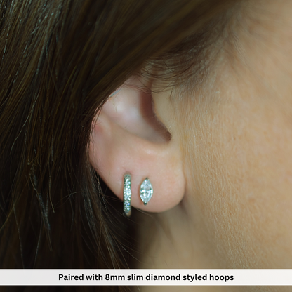 Marquise diamond style studs - Silver