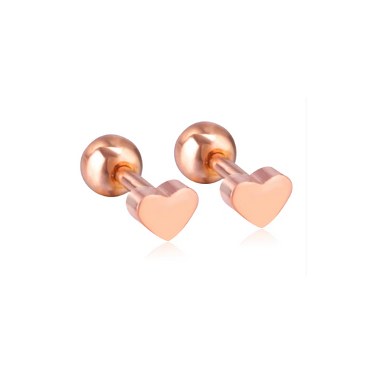 4mm Baby heart studs - Rose gold