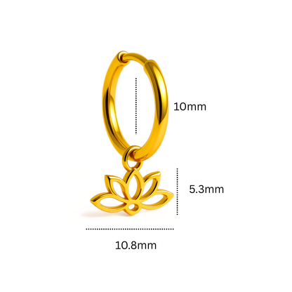 Lotus charm hoops - Gold