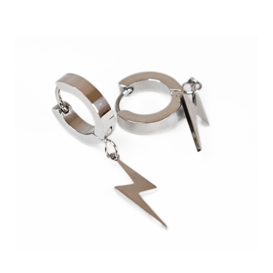 Lightning hoops -Silver - TheEarringCollective