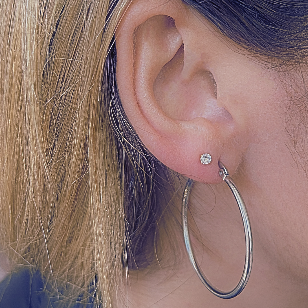 35mm Thin oversized hoops - Silver - TheEarringCollective