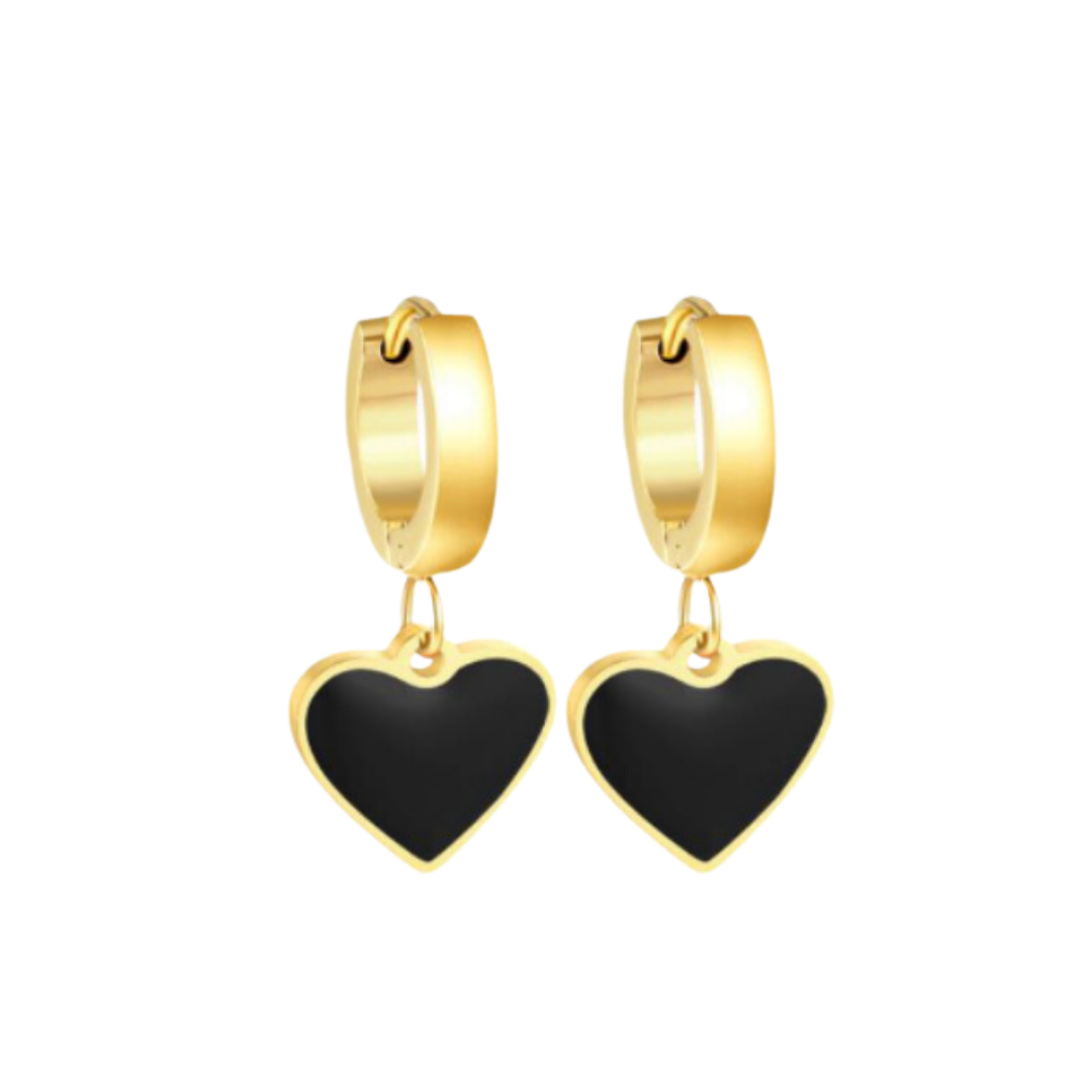 Black heart hoops - Gold