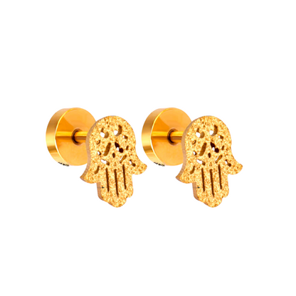 Glitter hamsa hand studs - Gold