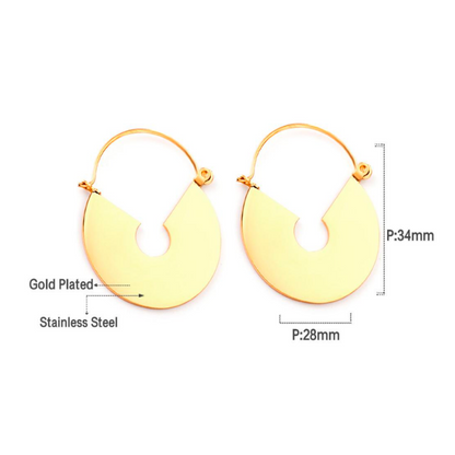 Half disc hoops - Gold