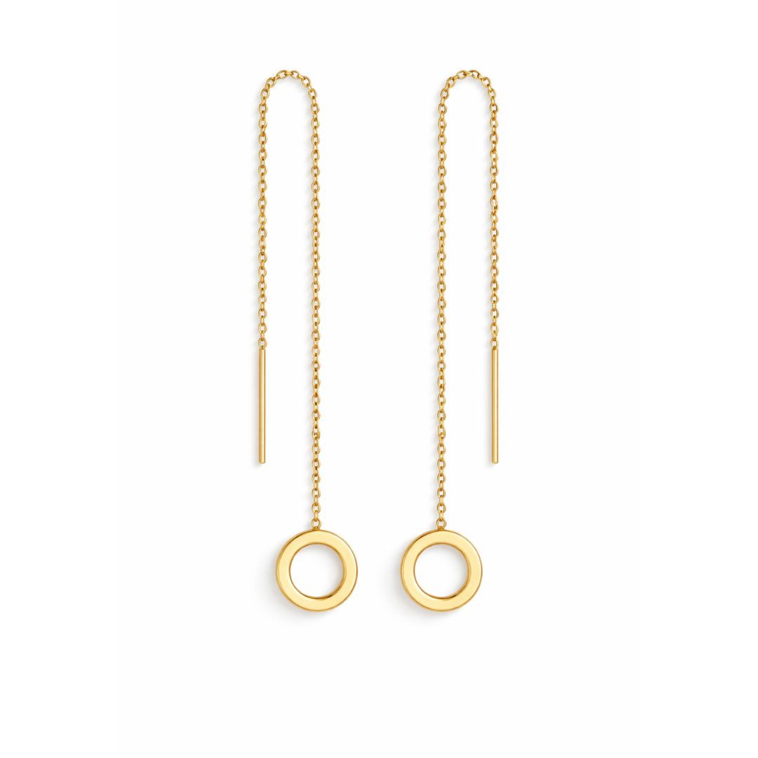 Thread Through Chain Earring Thread through circle chained stud - Gold – The Earring Collective