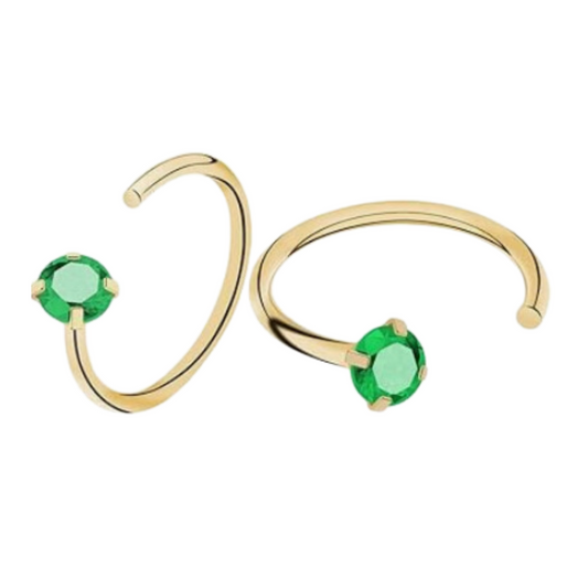 3mm Green diamond hoops - Gold