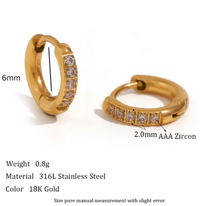 6mm Slim diamond style hoops - Gold