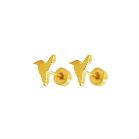 Baby hummingbird studs - Gold